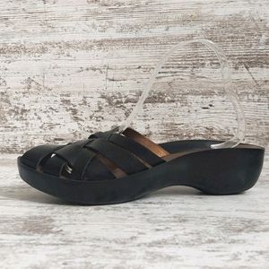 ⚁J Jill Black Woven Leather Slide Sandal